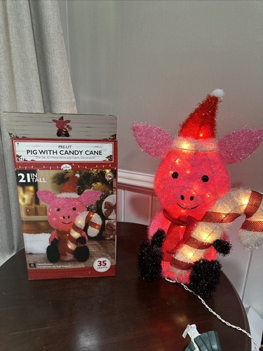 Two pre lit pink pigs - pre-lit,