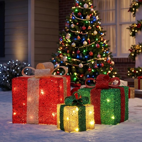 Set christmas lighted - christmas,