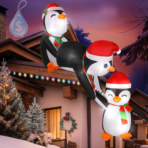 7ft penguin christmas - penguin,