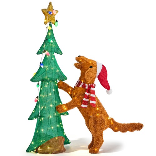 Christmas lighted dog with - dog,