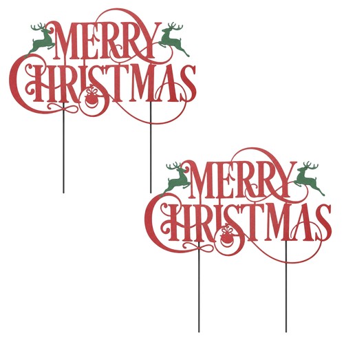 2pcs merry christmas metal - merry,