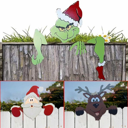 Christmas fence peeker - christmas,