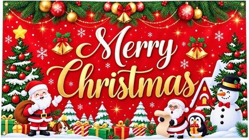 Large merry christmas banner - christmas,