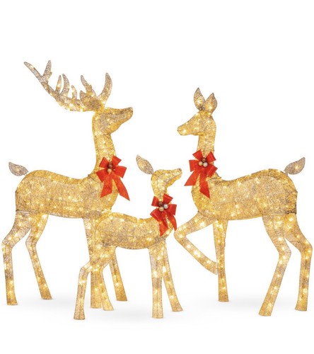 3pc led christmas deer set - 3pc,