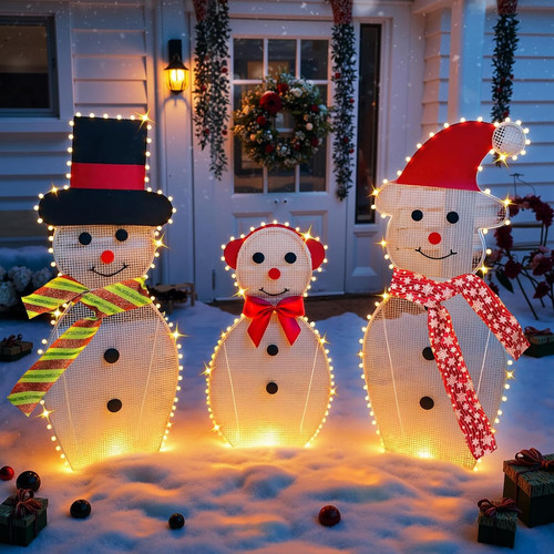 Piece lighted snowman - 3-piece,