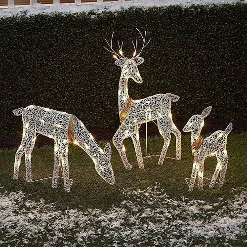 New piece reindeer lighted - new, 3-piece