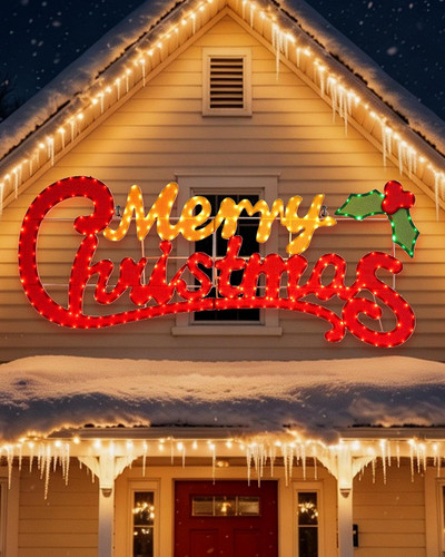 5ft lighted merry christmas - lighted,
