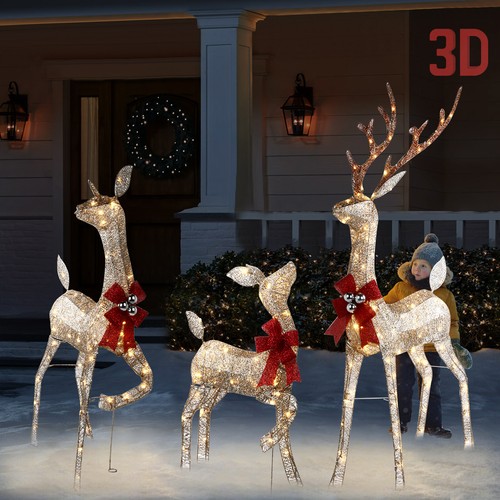 3piece prelit christmas - christmas, deer