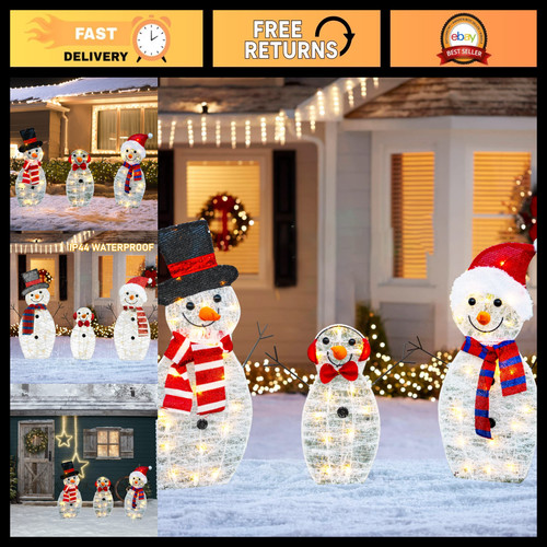 Lighted snowman family - 60",