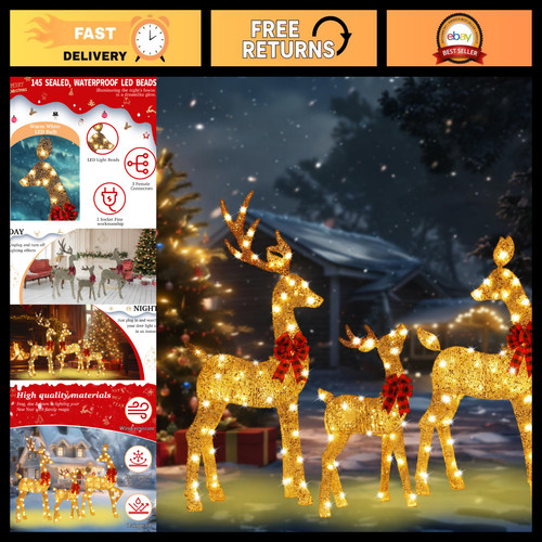 Lighted christmas deer set - lighted,